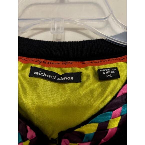 Michael Simon Multicolor Braid Basketweave Cardigan Sweater Black Small Petite - Picture 5 of 8